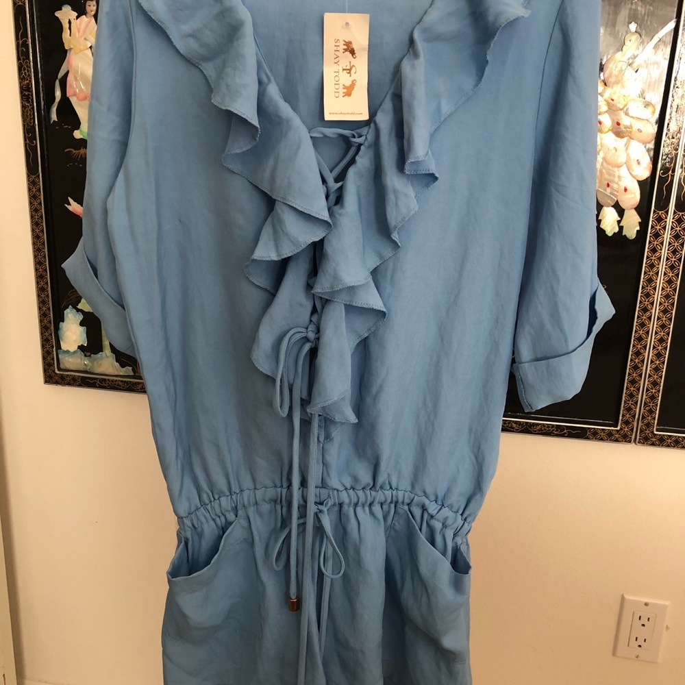 Unworn Shay Todd designer blue ladies romper